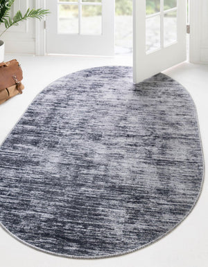 Gray 4' x 6' Asha Oval Area Rug 100% Chenille Cotton Easy Clean Indoor Living Dining Bedroom Office Carpet for Sale at Rug Engine