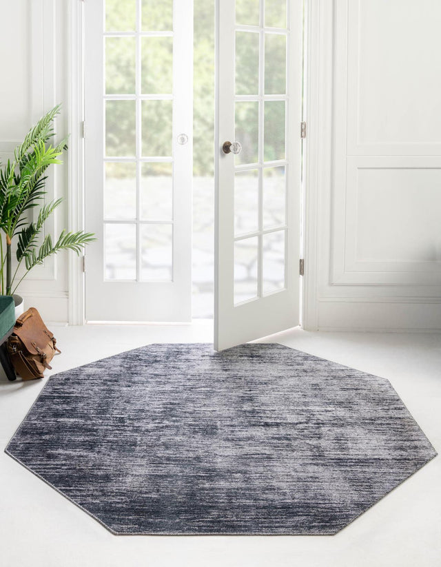 Gray 5' x 5' Asha Octagon Area Rug 100% Chenille Cotton Easy Clean Indoor Living Dining Bedroom Office Carpet for Sale at Rug Engine