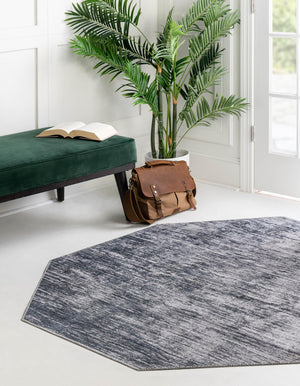 Gray 5' x 5' Asha Octagon Area Rug 100% Chenille Cotton Easy Clean Indoor Living Dining Bedroom Office Carpet for Sale at Rug Engine