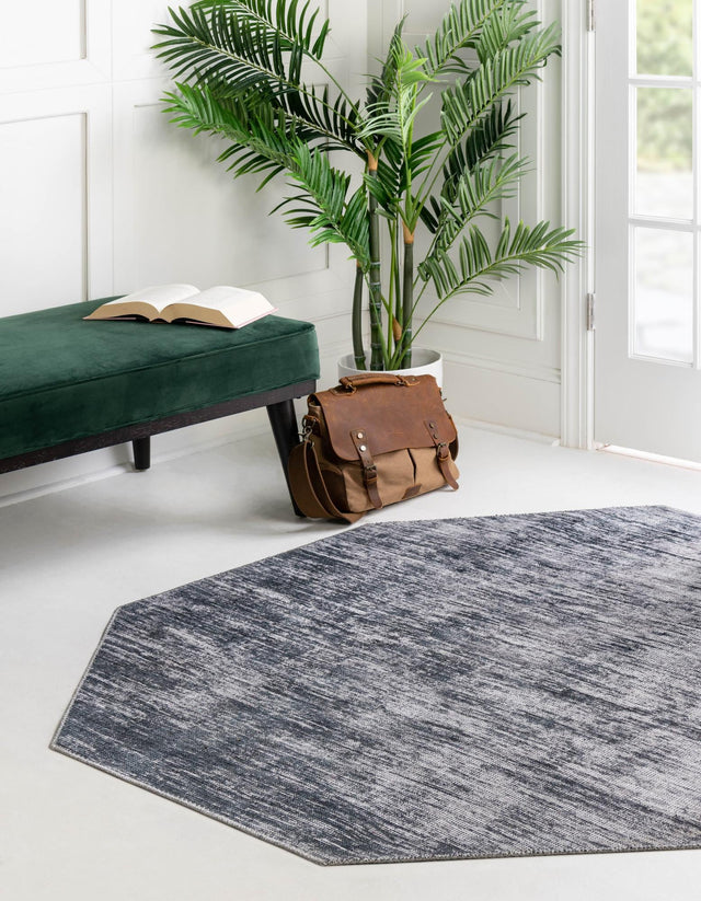 Gray 7' 7 x 7' 7 Asha Octagon Area Rug 100% Chenille Cotton Easy Clean Indoor Living Dining Bedroom Office Carpet for Sale at Rug Engine