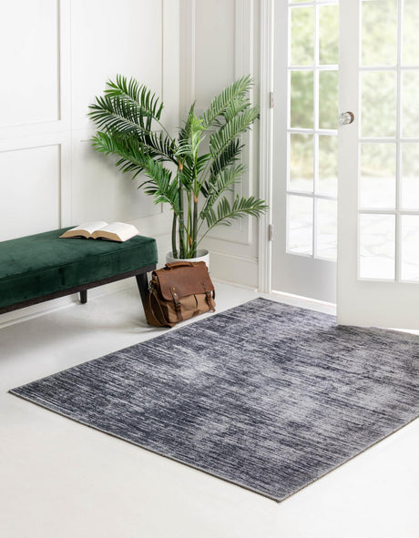 Gray 5' x 5' Asha Square Area Rug 100% Chenille Cotton Easy Clean Indoor Living Dining Bedroom Office Carpet for Sale at Rug Engine