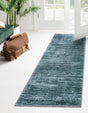 Teal 2' 6 x 14' Asha Runner Area Rug 100% Chenille Cotton Easy Clean Indoor Living Dining Bedroom Office Carpet for Sale at Rug Engine