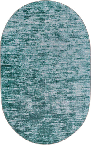 Teal 5' x 8' Asha Oval Area Rug 100% Chenille Cotton Easy Clean Indoor Living Dining Bedroom Office Carpet for Sale at Rug Engine