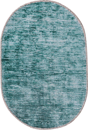 Teal 2' x 3' Asha Oval Area Rug 100% Chenille Cotton Easy Clean Indoor Living Dining Bedroom Office Carpet for Sale at Rug Engine