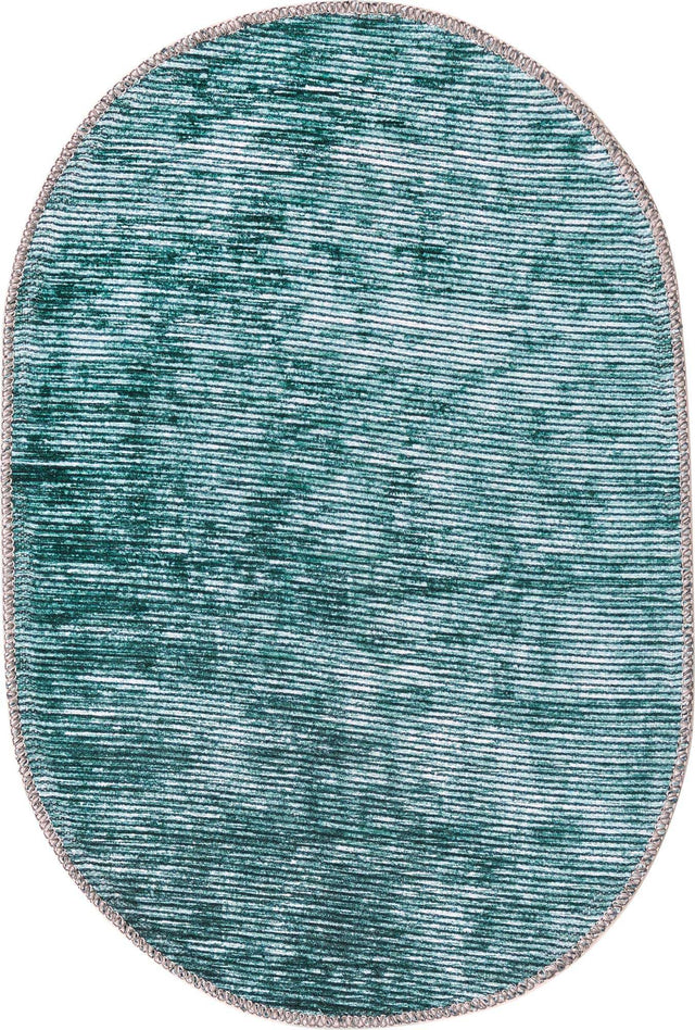 Teal 2' x 3' Asha Oval Area Rug 100% Chenille Cotton Easy Clean Indoor Living Dining Bedroom Office Carpet for Sale at Rug Engine