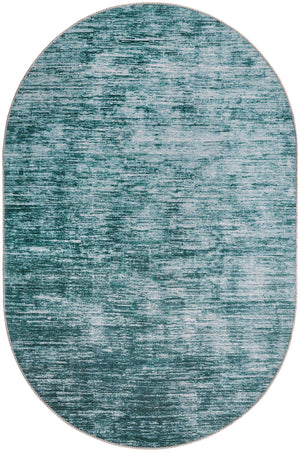 Teal 4' x 6' Asha Oval Area Rug 100% Chenille Cotton Easy Clean Indoor Living Dining Bedroom Office Carpet for Sale at Rug Engine