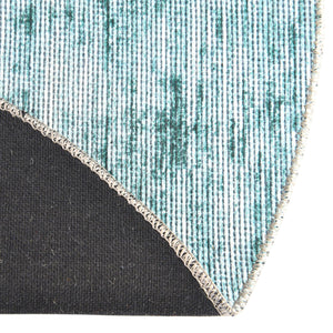 Teal 4' x 6' Asha Oval Area Rug 100% Chenille Cotton Easy Clean Indoor Living Dining Bedroom Office Carpet for Sale at Rug Engine