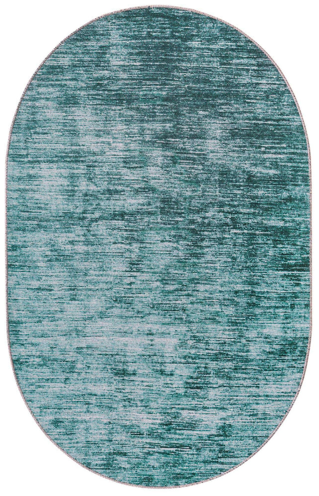 Teal 3' 6 x 5' 6 Asha Oval Area Rug 100% Chenille Cotton Easy Clean Indoor Living Dining Bedroom Office Carpet for Sale at Rug Engine