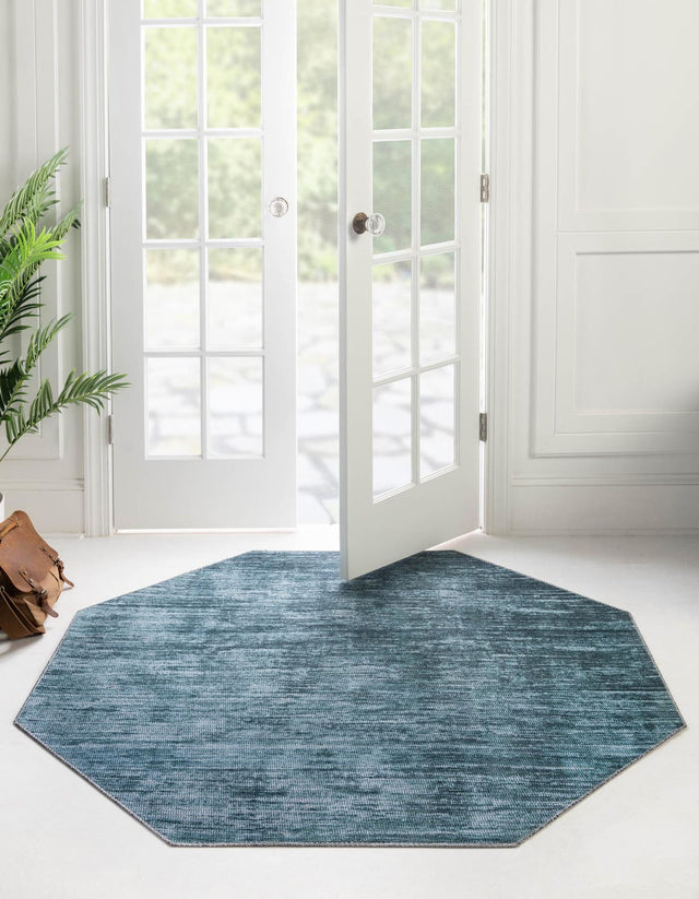 Teal 7' 7 x 7' 7 Asha Octagon Area Rug 100% Chenille Cotton Easy Clean Indoor Living Dining Bedroom Office Carpet for Sale at Rug Engine