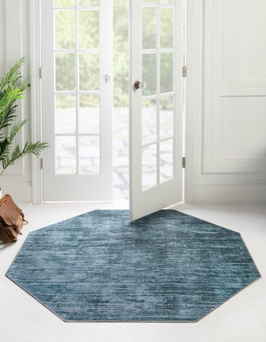 Teal 5' x 5' Asha Octagon Area Rug 100% Chenille Cotton Easy Clean Indoor Living Dining Bedroom Office Carpet for Sale at Rug Engine