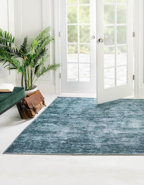 Teal 7' 7 x 7' 7 Asha Square Area Rug 100% Chenille Cotton Easy Clean Indoor Living Dining Bedroom Office Carpet for Sale at Rug Engine