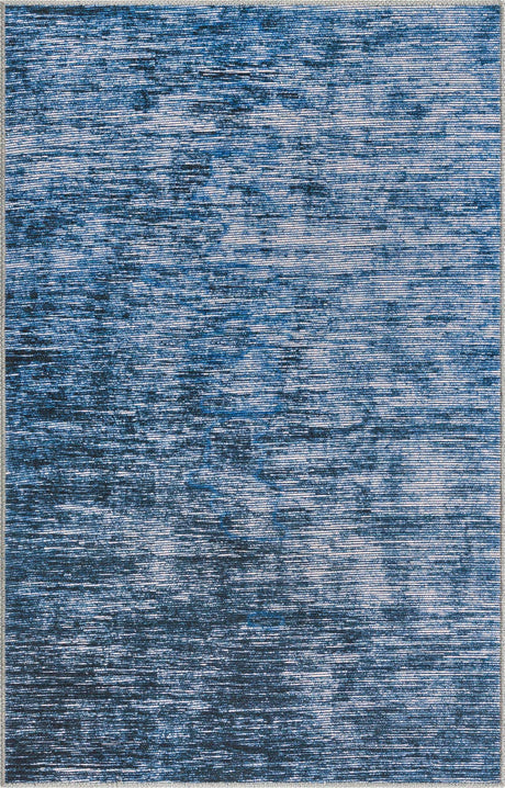 Blue 3' 6 x 5' 6 Asha Rectangle Area Rug 100% Chenille Cotton Easy Clean Indoor Living Dining Bedroom Office Carpet for Sale at Rug Engine