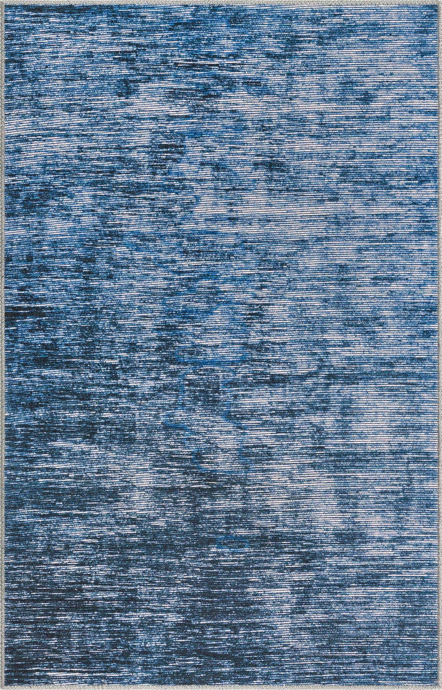 Blue 3' 6 x 5' 6 Asha Rectangle Area Rug 100% Chenille Cotton Easy Clean Indoor Living Dining Bedroom Office Carpet for Sale at Rug Engine