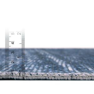 Blue 3' 6 x 5' 6 Asha Rectangle Area Rug 100% Chenille Cotton Easy Clean Indoor Living Dining Bedroom Office Carpet for Sale at Rug Engine