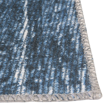 Blue 3' 6 x 5' 6 Asha Rectangle Area Rug 100% Chenille Cotton Easy Clean Indoor Living Dining Bedroom Office Carpet for Sale at Rug Engine