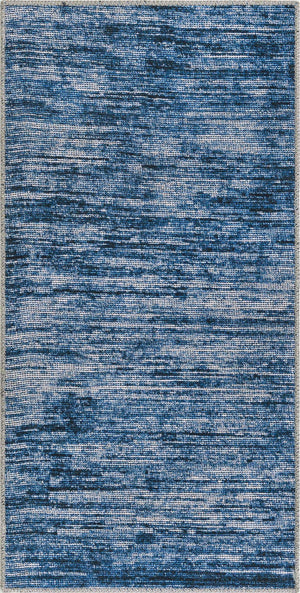 Blue 2' x 4' Asha Runner Area Rug 100% Chenille Cotton Easy Clean Indoor Living Dining Bedroom Office Carpet for Sale at Rug Engine
