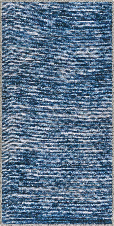 Blue 2' x 4' Asha Runner Area Rug 100% Chenille Cotton Easy Clean Indoor Living Dining Bedroom Office Carpet for Sale at Rug Engine