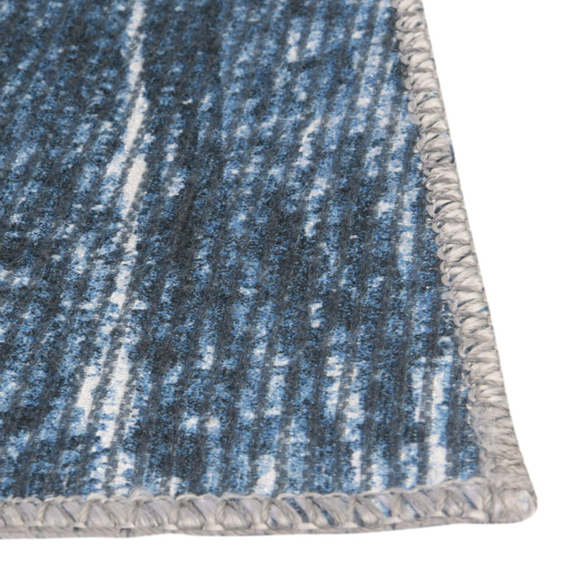 Blue 2' 6 x 16' Asha Runner Area Rug 100% Chenille Cotton Easy Clean Indoor Living Dining Bedroom Office Carpet for Sale at Rug Engine