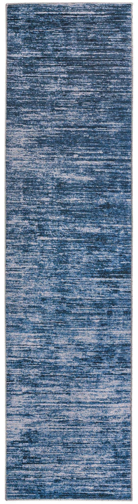 Blue 2' 6 x 10' Asha Runner Area Rug 100% Chenille Cotton Easy Clean Indoor Living Dining Bedroom Office Carpet for Sale at Rug Engine