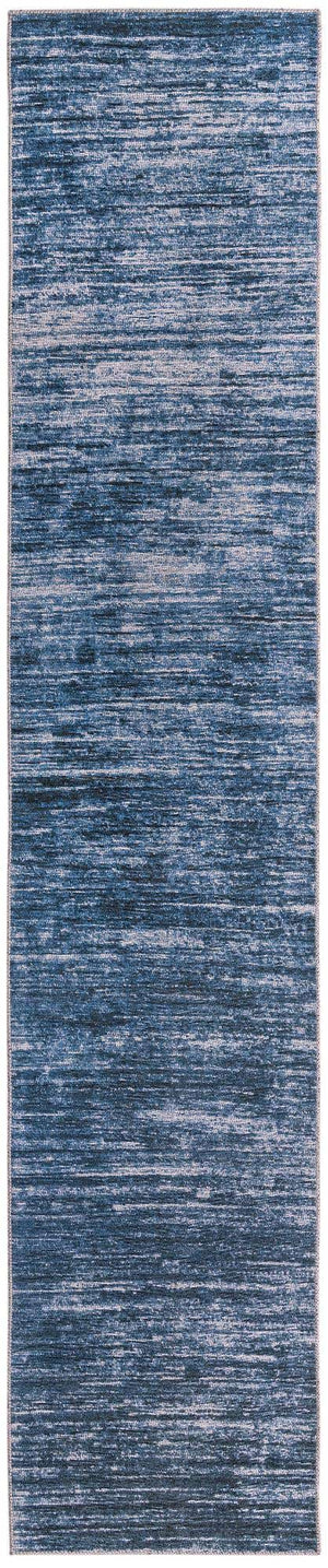 Blue 2' 6 x 12' Asha Runner Area Rug 100% Chenille Cotton Easy Clean Indoor Living Dining Bedroom Office Carpet for Sale at Rug Engine