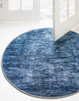 Blue 3' 6 x 3' 6 Asha Round Area Rug 100% Chenille Cotton Easy Clean Indoor Living Dining Bedroom Office Carpet for Sale at Rug Engine
