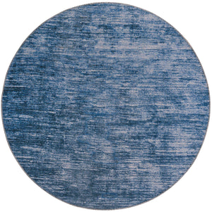 Blue 5' x 5' Asha Round Area Rug 100% Chenille Cotton Easy Clean Indoor Living Dining Bedroom Office Carpet for Sale at Rug Engine