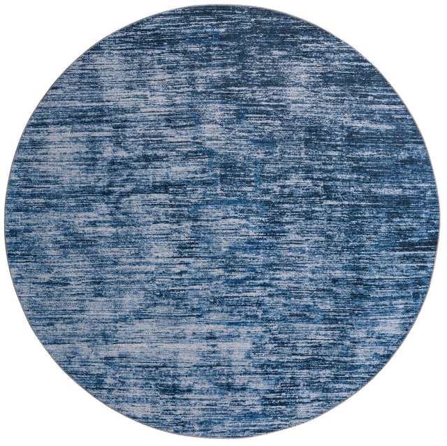 Blue 7' 7 x 7' 7 Asha Round Area Rug 100% Chenille Cotton Easy Clean Indoor Living Dining Bedroom Office Carpet for Sale at Rug Engine