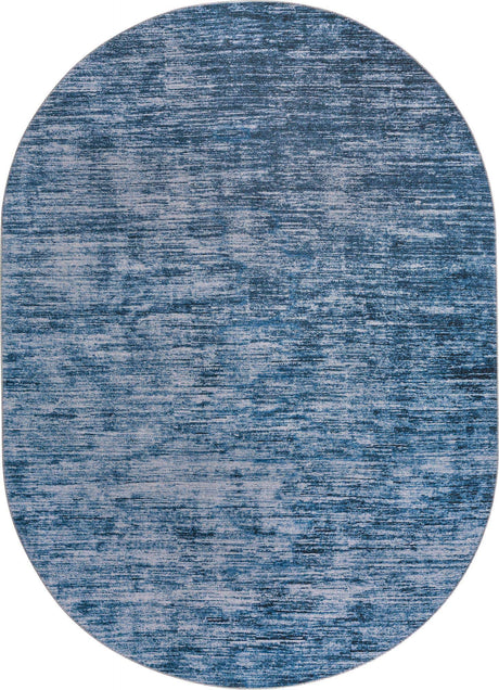 Blue 7' 6 x 10' 6 Asha Oval Area Rug 100% Chenille Cotton Easy Clean Indoor Living Dining Bedroom Office Carpet for Sale at Rug Engine