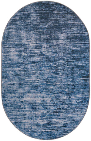 Blue 4' x 6' Asha Oval Area Rug 100% Chenille Cotton Easy Clean Indoor Living Dining Bedroom Office Carpet for Sale at Rug Engine