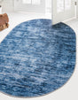 Blue 7' 6 x 10' 6 Asha Oval Area Rug 100% Chenille Cotton Easy Clean Indoor Living Dining Bedroom Office Carpet for Sale at Rug Engine