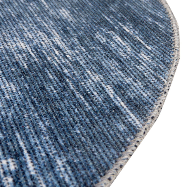 Blue 7' 6 x 10' 6 Asha Oval Area Rug 100% Chenille Cotton Easy Clean Indoor Living Dining Bedroom Office Carpet for Sale at Rug Engine