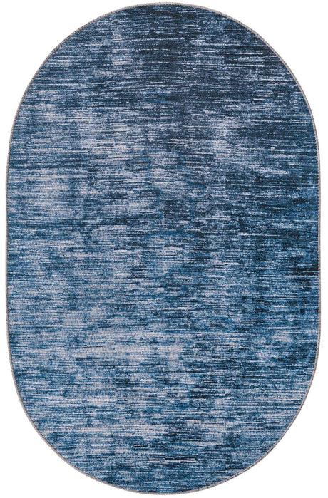 Blue 3' 6 x 5' 6 Asha Oval Area Rug 100% Chenille Cotton Easy Clean Indoor Living Dining Bedroom Office Carpet for Sale at Rug Engine