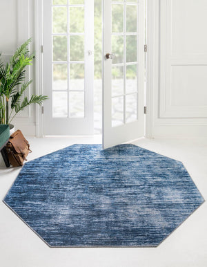 Blue 5' x 5' Asha Octagon Area Rug 100% Chenille Cotton Easy Clean Indoor Living Dining Bedroom Office Carpet for Sale at Rug Engine