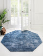 Blue 5' x 5' Asha Octagon Area Rug 100% Chenille Cotton Easy Clean Indoor Living Dining Bedroom Office Carpet for Sale at Rug Engine
