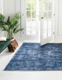 Blue 5' x 5' Asha Square Area Rug 100% Chenille Cotton Easy Clean Indoor Living Dining Bedroom Office Carpet for Sale at Rug Engine