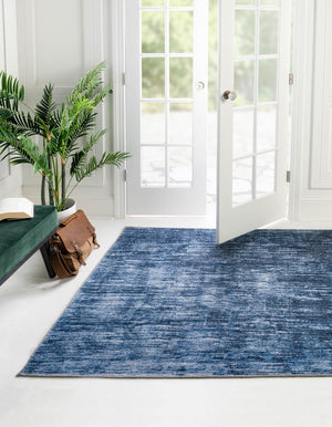 Blue 7' 7 x 7' 7 Asha Square Area Rug 100% Chenille Cotton Easy Clean Indoor Living Dining Bedroom Office Carpet for Sale at Rug Engine