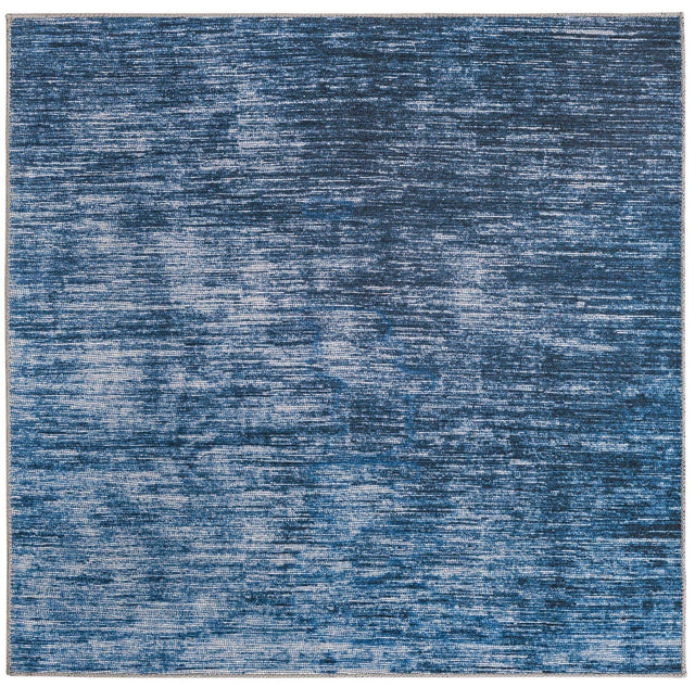 Blue 5' x 5' Asha Square Area Rug 100% Chenille Cotton Easy Clean Indoor Living Dining Bedroom Office Carpet for Sale at Rug Engine