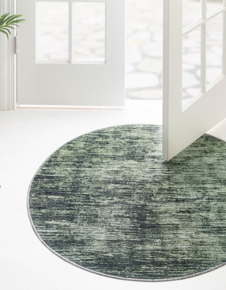 Green 3' 6 x 3' 6 Asha Round Area Rug 100% Chenille Cotton Easy Clean Indoor Living Dining Bedroom Office Carpet for Sale at Rug Engine