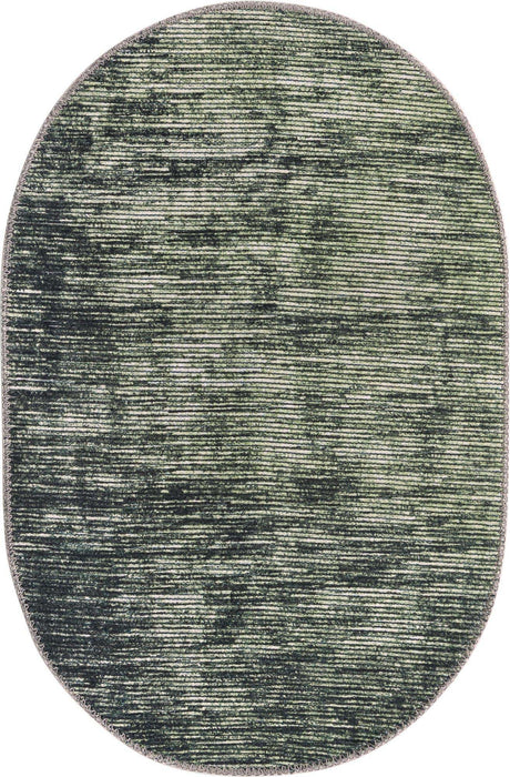Green 2' x 3' Asha Oval Area Rug 100% Chenille Cotton Easy Clean Indoor Living Dining Bedroom Office Carpet for Sale at Rug Engine