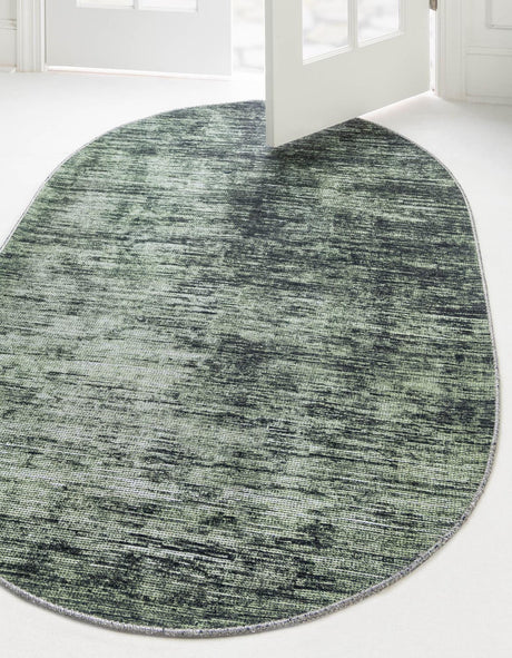 Green 7' 6 x 10' 6 Asha Oval Area Rug 100% Chenille Cotton Easy Clean Indoor Living Dining Bedroom Office Carpet for Sale at Rug Engine