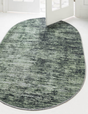 Green 5' x 8' Asha Oval Area Rug 100% Chenille Cotton Easy Clean Indoor Living Dining Bedroom Office Carpet for Sale at Rug Engine