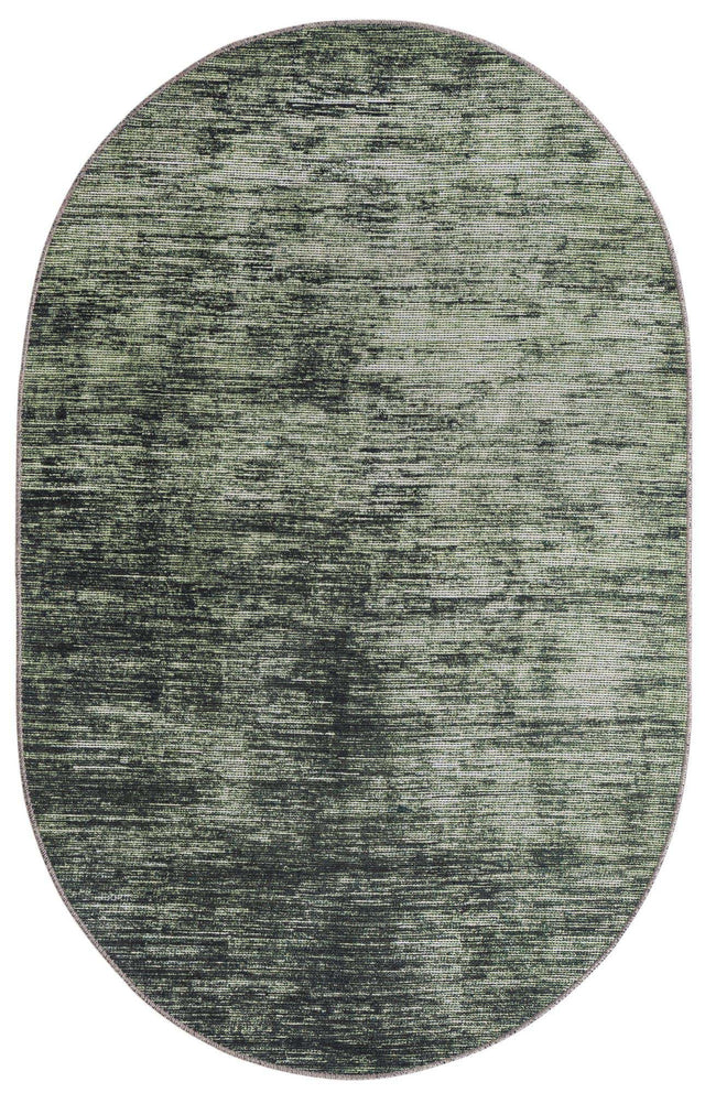 Green 3' 6 x 5' 6 Asha Oval Area Rug 100% Chenille Cotton Easy Clean Indoor Living Dining Bedroom Office Carpet for Sale at Rug Engine
