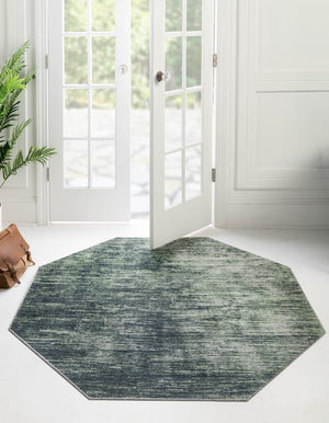 Green 7' 7 x 7' 7 Asha Octagon Area Rug 100% Chenille Cotton Easy Clean Indoor Living Dining Bedroom Office Carpet for Sale at Rug Engine