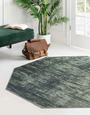 Green 7' 7 x 7' 7 Asha Octagon Area Rug 100% Chenille Cotton Easy Clean Indoor Living Dining Bedroom Office Carpet for Sale at Rug Engine