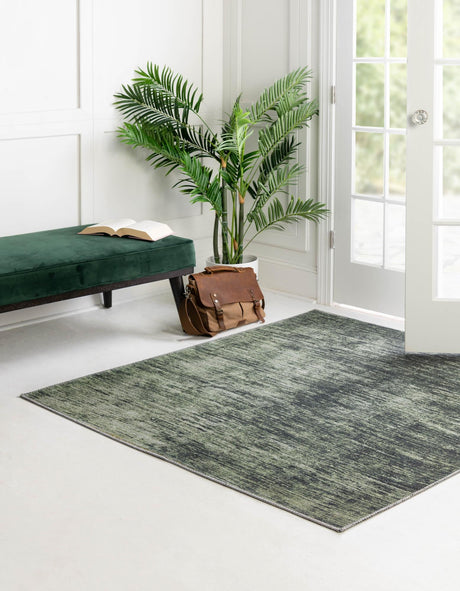 Green 5' x 5' Asha Square Area Rug 100% Chenille Cotton Easy Clean Indoor Living Dining Bedroom Office Carpet for Sale at Rug Engine