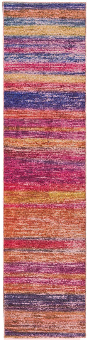 Multicolor 2' 6 x 10' Asha Runner Area Rug 100% Chenille Cotton Easy Clean Indoor Living Dining Bedroom Office Carpet for Sale at Rug Engine