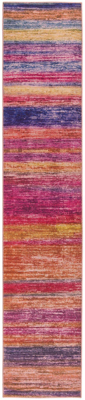 Multicolor 2' 6 x 12' Asha Runner Area Rug 100% Chenille Cotton Easy Clean Indoor Living Dining Bedroom Office Carpet for Sale at Rug Engine