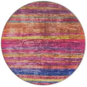 Multicolor 3' 6 x 3' 6 Asha Round Area Rug 100% Chenille Cotton Easy Clean Indoor Living Dining Bedroom Office Carpet for Sale at Rug Engine