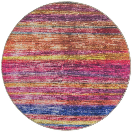 Multicolor 3' 6 x 3' 6 Asha Round Area Rug 100% Chenille Cotton Easy Clean Indoor Living Dining Bedroom Office Carpet for Sale at Rug Engine
