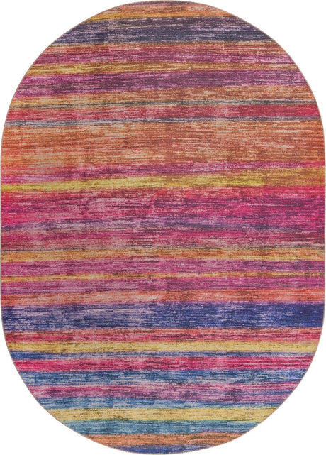 Multicolor 7' 6 x 10' 6 Asha Oval Area Rug 100% Chenille Cotton Easy Clean Indoor Living Dining Bedroom Office Carpet for Sale at Rug Engine
